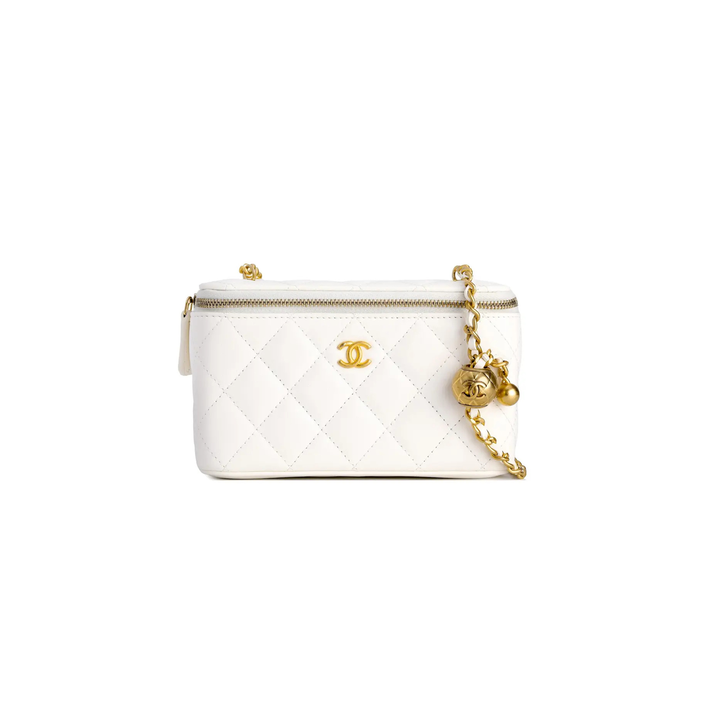 Ch*el little golden ball sheepskin box bag shoulder bag crossbody bag regular women''s white (17*9.5*8cm)